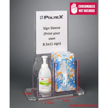 Poltex Inc Respiratory Hygiene Station Poltex Counter Top Clear 9-1/4 X 4-3/4 Inch PETG - Each - RESPH-CT-SLV-EA