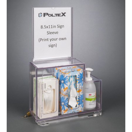 Poltex Inc Locking Respiratory Hygiene Station Poltex Counter Top Clear 10 X 4-1/2 X 10 X 4 X 6 Inch PETG - Each - RESPG-CT-SLV-EA