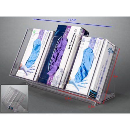 Poltex Inc Countertop Glove Box Holder Poltex Counter Top 3 Boxes of Gloves Clear 9 X 3-1/2 X 5-1/2 Inch PETG - Each - TILTGLV3-EA