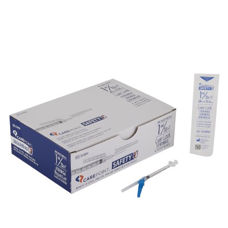 Allison Medical Inc Safety Hypodermic Syringe with Needle Carepoint™ Safety™ 1 mL 1 Inch 23 Gauge Hinged Safety Needle Regular Wall - Case of 600 - 35-8204-CS