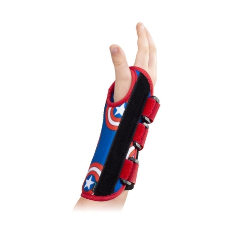 DJO Wrist Brace DonJoy® Advantage Comfort Featuring Marvel Aluminum / Foam / Nylon Left Hand Blue / Red / White - Each - DA191WB01-CAP-Y-L-EA