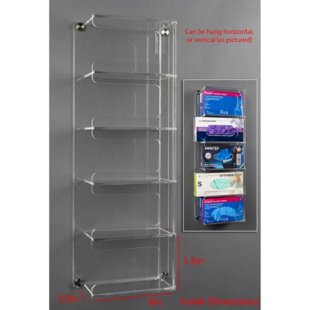Poltex Inc Glove Box Holder Poltex Wall Mount 5 Boxes of Gloves Clear 5-1/2 X 9 X 3-1/2 Inch Acrylic - Each - DECOGBST5-W-EA