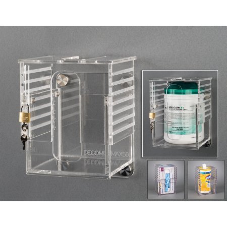 Poltex Inc Multi Holder Poltex® DECO Clear Acrylic Manual Wipe Canister / Glove Box / Hand Sanitizer Bottle/Mask Box Wall Mount - Each - DECOMINMAX59-W-EA
