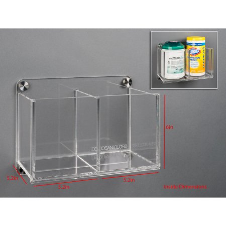 Poltex Inc Wipe Tub Holder Poltex® DECO Clear Acrylic 2 Wipe Canisters Wall Mount - Each - DECOSANICLOR2-W-EA
