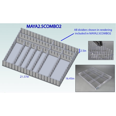 Poltex Inc Medical Cart Organizer Insert Poltex® Metro Basix, Alimed, Harloff, Detecto, CME MAYA, Lakeside, Sharn - Each - MAYA2.5COMBO2-EA