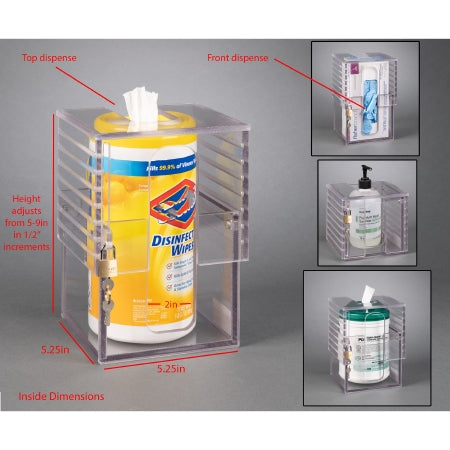 Poltex Inc Lockable Wipe Tub Holder Poltex® Clear Acrylic Manual Wipe Canister / Glove Box / Hand Sanitizer Bottle/Mask Box VHB Tape Mount - Each - MINMAX59-T-EA