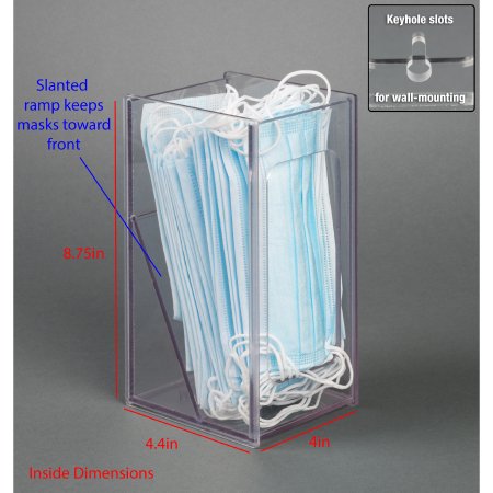 Poltex Inc Bulk Earloop Mask Dispenser Poltex Wall Mount 1 Box of Masks Clear 8-3/4 X 4.4 X 4 Inch PETG - Each - MSKFEED-W-EA