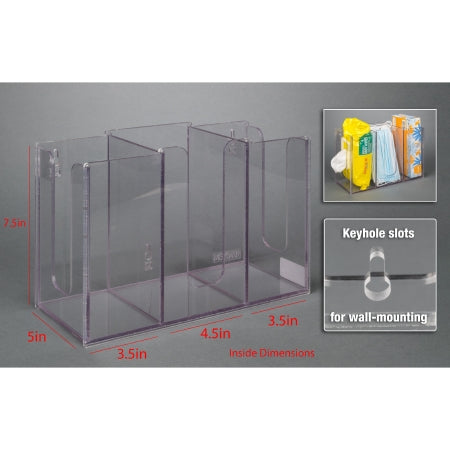 Poltex Inc Multi Holder Poltex® Clear Acrylic Manual 3 Compartment Wall Mount - Each - MSKWIP-W-EA