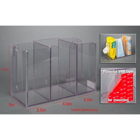 Poltex Inc Multi Holder Poltex® Clear Acrylic Manual 3 Compartment VHB Tape Mount - Each - MSKWIP-T-EA