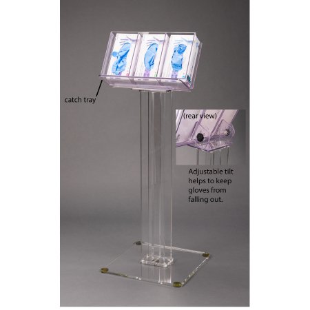 Poltex Inc Point of Care Tilting Glove Poltex Mounting Stand 3 Boxes of Gloves Clear Acrylic - Each - POC3GBST-S-EA