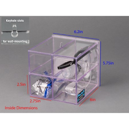Poltex Inc Protective Eyewear Holder Poltex Wall Mount 4 Pairs of Safety Clear 6.2 X 5-3/4 X 6 Inch PETG - Each - PROTEYE4-W-EA