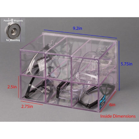 Poltex Inc Protective Eyewear Holder Poltex Magnet Mount 6 Pairs of Safety Glasses Clear 9.2 X 5-3/4 X 6 Inch PETG - Each - PROTEYE6-M-EA