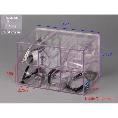 Poltex Inc Protective Eyewear Holder Poltex Wall Mount 6 Pairs of Safety Glasses Clear 9.2 X 5-3/4 X 6 Inch PETG - Each - PROTEYE6-W-EA