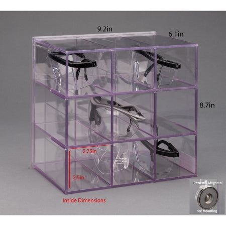 Poltex Inc Protective Eyewear Holder Poltex Magnet Mount 9 Pairs of Safety Glasses Clear 9.2 X 6.1 X 8.7 Inch PETG - Each - PROTEYE9-M-EA
