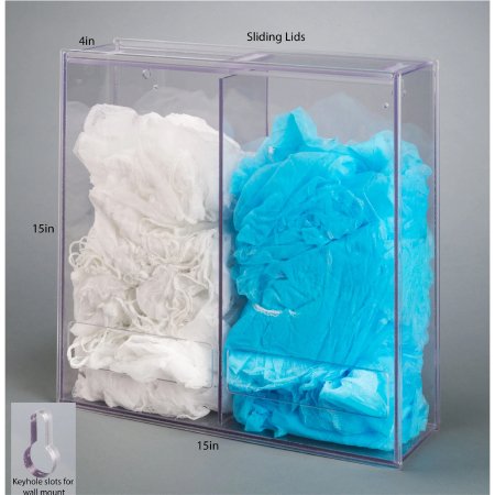 Poltex Inc Bulk PPE Dispenser Poltex Wall Mount Two Types of Bulk Coverings Clear 15 X 4 X 15 Inch PETG - Each - SPBLKPPE15-W-EA