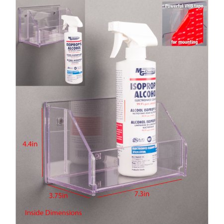 Poltex Inc Spray Bottle Holder Poltex® Clear PETG Manual 1 Spray Bottle VHB Tape Mount - Each - SPRAYBTL-T-EA