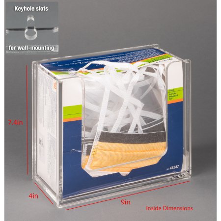 Poltex Inc Surgical Shield Mask Dispenser Poltex Wall Mount 1 Box of Surgical Masks Clear 9 X 7-3/4 X 4 Inch Acrylic - Each - SURGMSK-W-EA