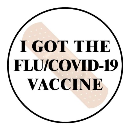 United Ad Label Pre-Printed Label Key Surgical® Auxiliary Label White Paper I Got the Flu/Covid-19 Vaccine Black Medication Label 3/4 Inch - Roll of 1 - ULFLCOV-RL