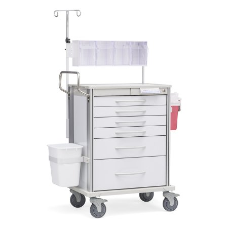Solaire Medical IV Prep Cart Pace Series Aluminum Case 29-1/4 X 21-1/4 X 45-1/2 Inch White 6 Inch Height Drawers - Each - SP30W6 W/SPIVP-EA