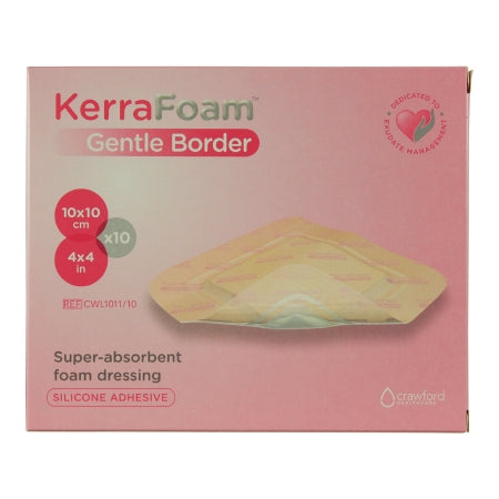 3M Systagenix/KCI Foam Dressing KerraFoam™ Gentle Border 4 X 4 Inch With Border Film Backing Silicone Adhesive Square Sterile - Each - CWL1011-EA