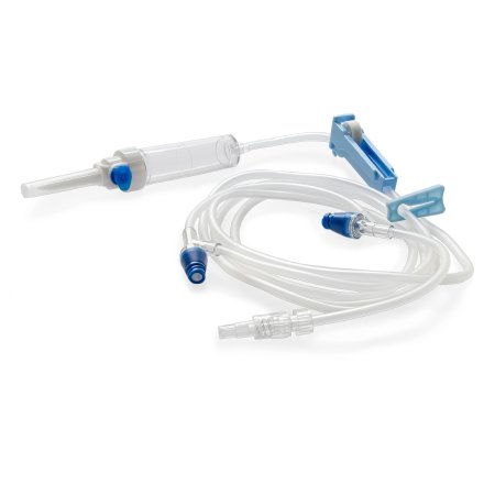 McKesson Primary IV Administration Set MedStream Gravity 2 Ports 20 Drops / mL Drip Rate Without Filter 80 Inch Tubing Solution - Case of 300 - MS9212NF-CS