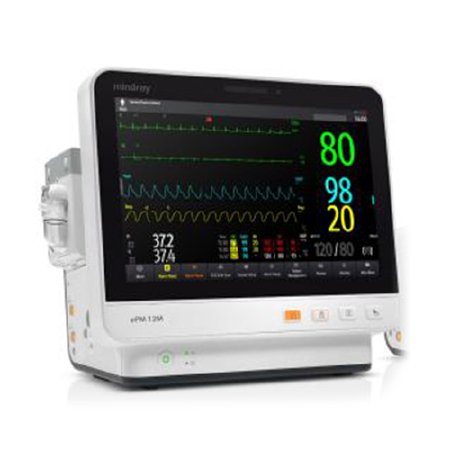 Mindray USA Patient Monitor Mindray ePM 12M Vital Signs Monitoring Type 3/5 lead ECG, arrhythmia analysis, ST/QT/QTc, Masimo SpO2, NIBP, dual IBP, temperature, respiration AC Power / Battery Operated - Each - 121-001886-00-EA