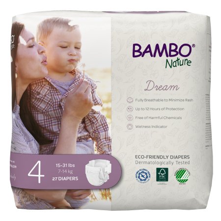 Abena North America Unisex Baby Diaper Bambo® Nature Size 4 Disposable Heavy Absorbency - Case of 162 - 1000016926-CS