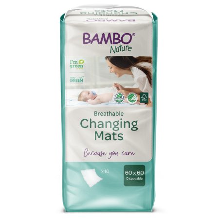 Abena North America Disposable Changing Table Pad Bambo® Nature 23.6 X 23.6 Inch Fluff Light Absorbency - Bag of 10 - 1000019471-BG