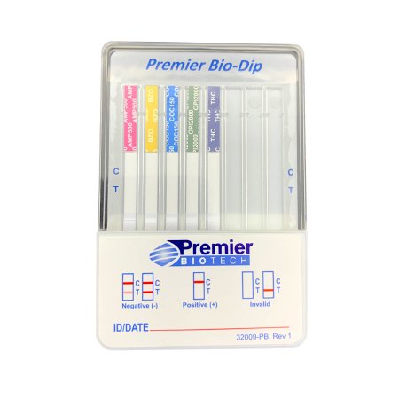 Premier Biotech Drugs of Abuse Test Kit Premier Bio-Dip 5-Drug Panel AMP500, BZO300, COC150, OPI2000, THC50 Urine Sample 5 Tests CLIA Waived - Box of 5 - PDA-5ZO2-5-BX