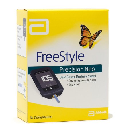Abbott Blood Glucose Meter Kit Freestyle Precision Neo 5 Seconds Results Stores up to 1000 Results No Coding Required - Case of 4 - 7517583-CS
