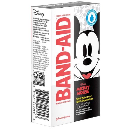 J & J Sales Adhesive Strip Band-Aid® 3/4 X 2-1/3 Inch Plastic Rectangle Kid Design (Mickey Mouse) Sterile - CT/15 - 38137119055-CT