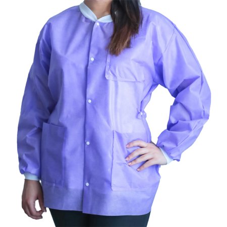 Dukal Lab Jacket FitMe™ Purple Large Hip Length Disposable - Case of 50 - UGJ-6504-L-CS