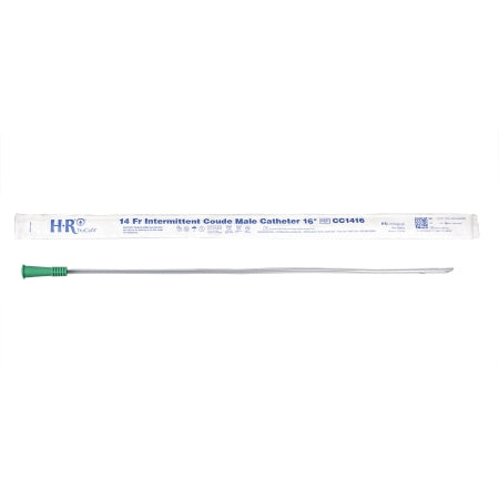 HR Pharmaceuticals Urethral Catheter TruCath™ Coude Tip Uncoated PVC 14 Fr. 16 Inch - Case of 300 - CC1416-CS