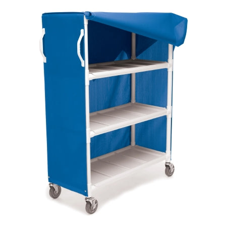 Market Lab Inc Linen Cart 3 Shelves PVC 2 Locking Non-Marking Casters - Each - 5911-BL-EA