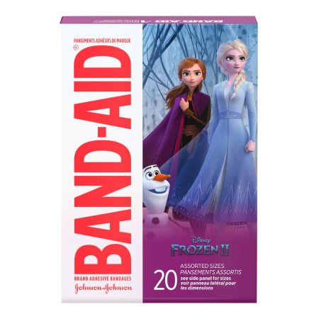 Medibadge Adhesive Strip Band-Aid® 3/4 X 3 Inch , 5/8 X 2-1/4 Inch Plastic Rectanlge Kid Design (Frozen) Sterile - Pack of 40 - AB178-PK