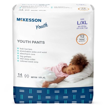 McKesson Unisex Youth Absorbent Underwear McKesson Pull On with Tear Away Seams Large / X-Large Disposable Heavy Absorbency - Case of 56 - YPLXL-CS