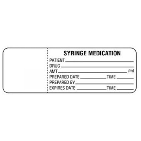 United Ad Label Pre-Printed Label UAL Anesthesia Label White Paper Syringe Medication Patient_Drug_Amt_Prepared Date_Tm_Prepared by_Exp Date_ Black Syringe Label 1 X 3 Inch - Roll of 1 - ULFP31223-RL