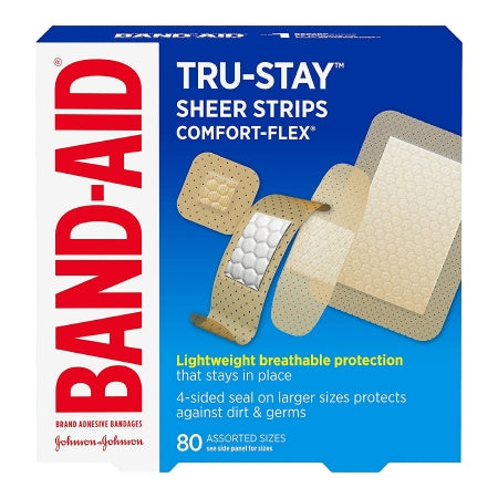 Johnson & Johnson Consumer Adhesive Strip Band-Aid® (2) 2-1/4 X 3 Inch / (30) 3/4 X 3 Inch / (34) 5/8 X 2-1/4 Inch / (14)7/8 X 7/8 Inch Plastic Assorted Shapes Tan Sterile - Case of 1920 - 00381371171347-CS