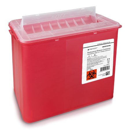 McKesson Sharps Container McKesson Prevent® Translucent Red Base 9-1/4 H X 10 W X 6 D Inch Horizontal Entry 2 Gallon - Case of 20 - 2271-CS