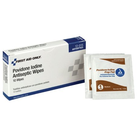Acme United PVP Prep Pad First Aid Only 10% Strength Povidone Iodine Individual Packet Medium NonSterile - Box of 1 - 12-015-004-BX