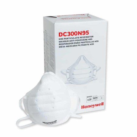 Honeywell Safety Products Particulate Respirator Mask Honeywell Industrial N95 Cup Elastic Strap One Size Fits Most White NonSterile Not Rated Adult - Box of 20 - DC300N95-BX