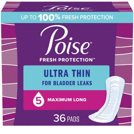 Kimberly Clark Bladder Control Pad Poise® Ultra Thin Maximum 14.1 Inch Length Heavy Absorbency Sodium Polyacrylate Core One Size Fits Most - Case of 72 - 54352-CS