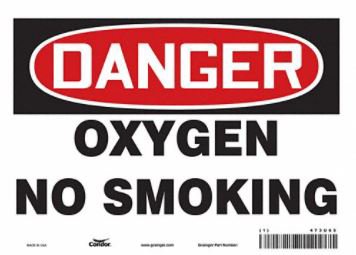 Health Care Logistics Floor Sign Danger HCL Danger Oxygen No Smoking - Each - SPL-96184-EA