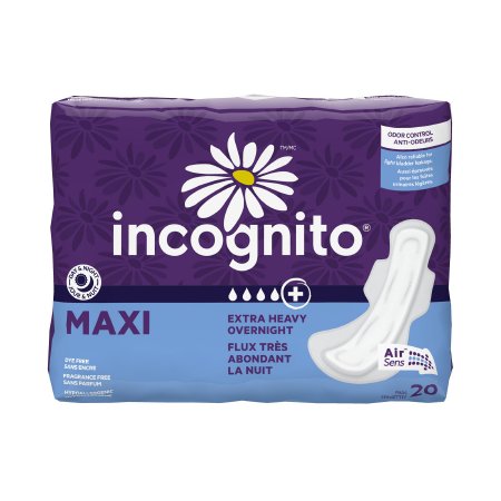 First Quality Feminine Pad Incognito® Maxi with Wings / Overnight Heavy Absorbency - Case of 60 - 10002143-CS