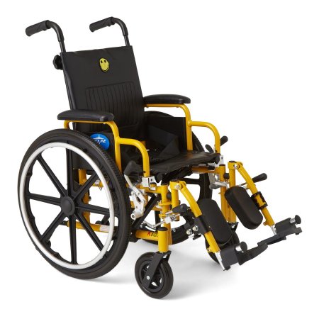 Medline Wheelchair Dual Axle Desk Length Arm Swing-Away Elevating Legrest Black Upholstery 14 Inch Seat Width Pediatric 250 lbs. Weight Capacity - Each - MDS806140PD-EA