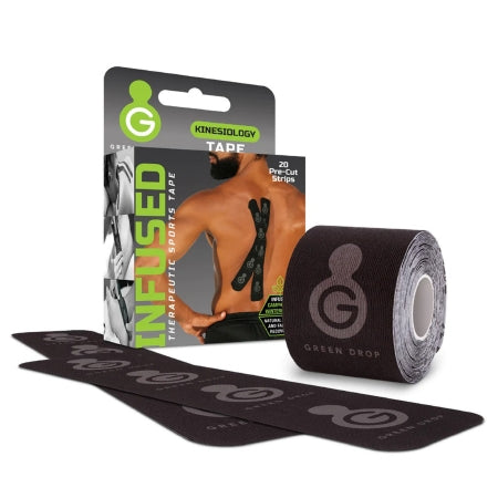 Green Drop Compression LLC Kinesiology Tape Green Drop™ Black 2 X 10 Inch Synthetic Fabric NonSterile - Box of 10 - KIN-1456-BX