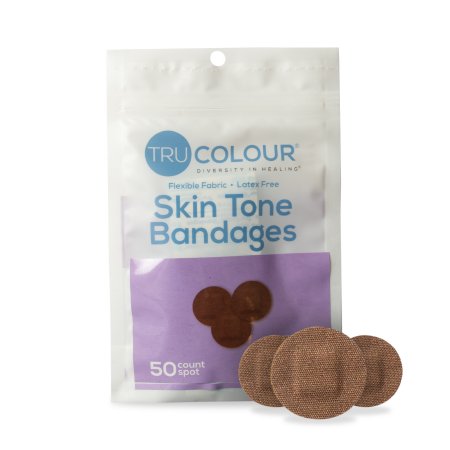 Tru-Colour Products LLC Waterproof Adhesive Strip Tru-Colour® Fabric Spot s/b Round Dark Brown Sterile - Case of 2500 - TCB-PDOT-CS