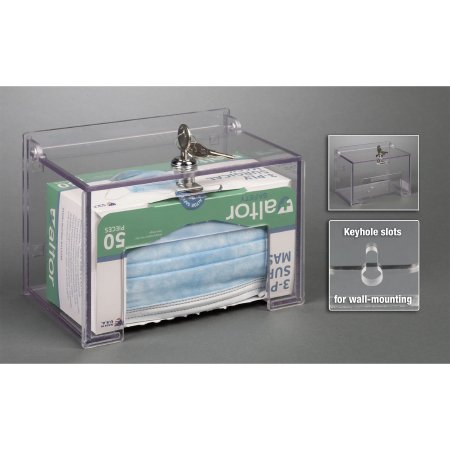 Poltex Inc Mask Dispenser Poltex Wall Mount 1-Box Capacity Clear 4-1/4 X 5-1/2 X 7-3/4 Inch PETG - Each - MASKBXLOK1-W-EA
