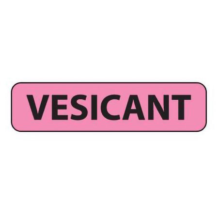 Precision Dynamics Pre-Printed Label pdc Advisory Label Fluorescent Pink Paper VESICANT Black Communication Label 5/16 X 1-1/4 Inch - Roll of 760 - MV01FP8006-RL