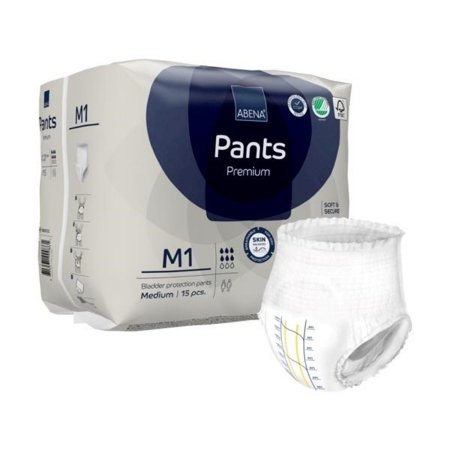 Abena North America Unisex Adult Absorbent Underwear Abena® Premium Pants M1 Pull On with Tear Away Seams Medium Disposable Moderate Absorbency - Case of 90 - 1000021322-CS